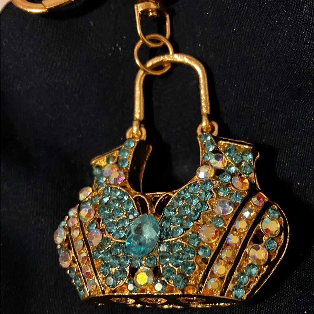 Gold and Turquoise Butterfly Purse Charm/keychain - Picture 2 of 3